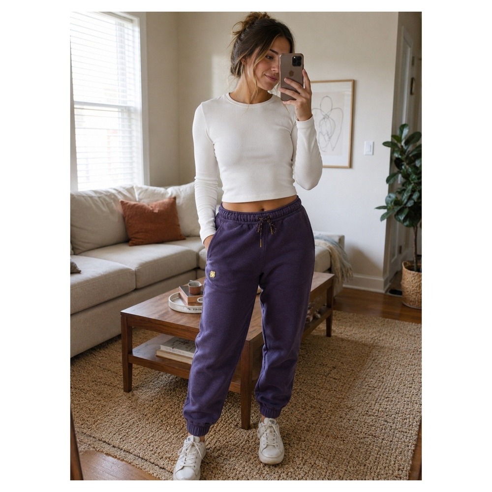 Peloton Purple Fleece Lined Jogger Sweatpants Womens Small Athleisure